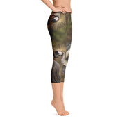 Grey Crowned Crane Capri Leggings